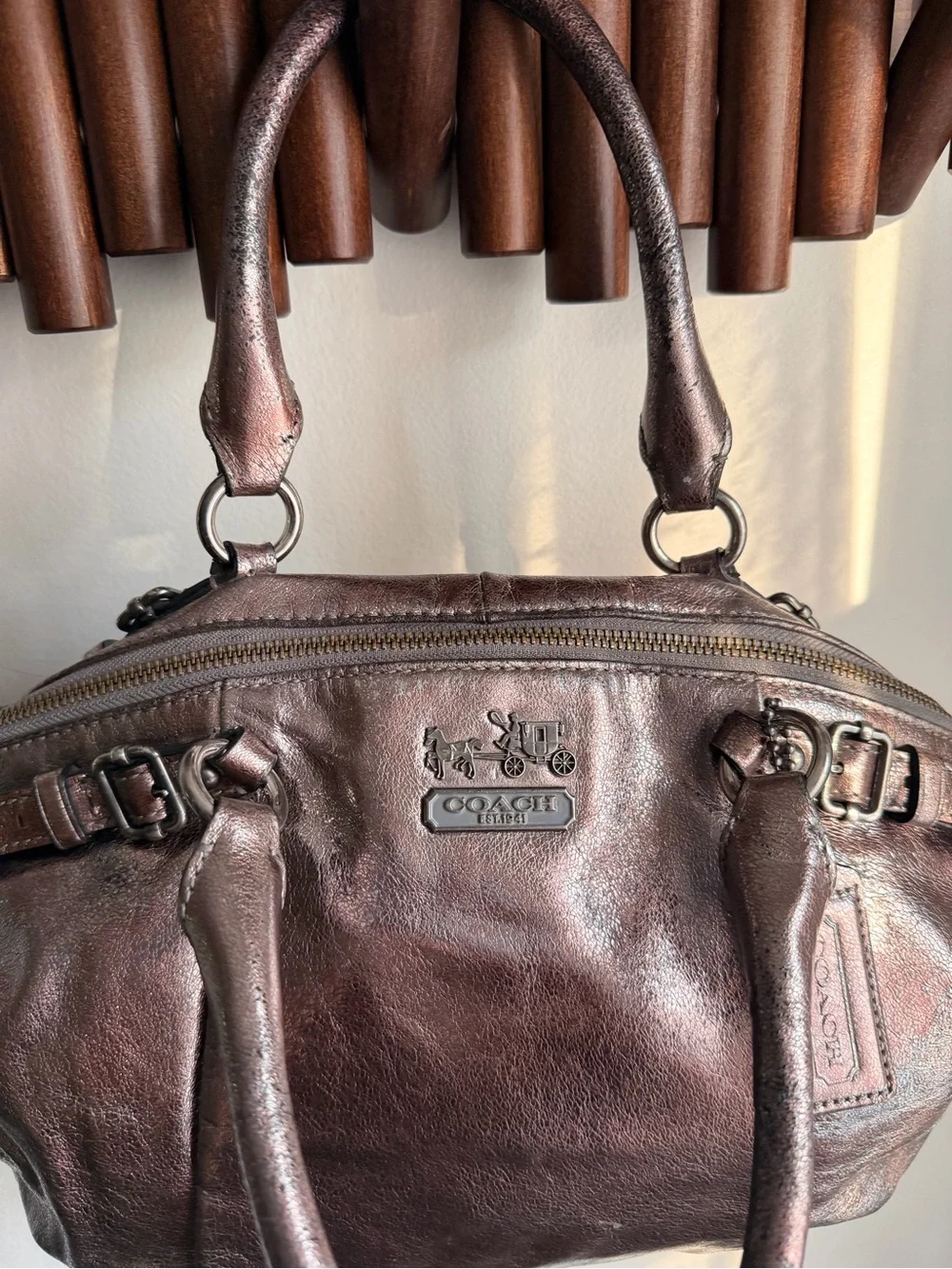 Coach Metallic Bronze Leather Satchel